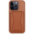 For iPhone 14 Pro Max Leather Card Holder TPU Phone Case(Brown)