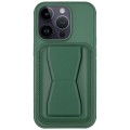 For iPhone 14 Pro Max Leather Card Holder TPU Phone Case(Dark Green)
