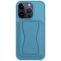 For iPhone 14 Pro Leather Card Holder TPU Phone Case(Light Blue)
