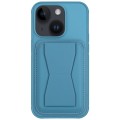 For iPhone 14 Leather Card Holder TPU Phone Case(Light Blue)