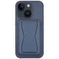 For iPhone 14 Leather Card Holder TPU Phone Case(Navy Blue)