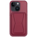 For iPhone 13 Leather Card Holder TPU Phone Case(Wine Red)