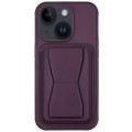 For iPhone 13 Leather Card Holder TPU Phone Case(Dark Purple)