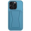 For iPhone 12 Pro Max Leather Card Holder TPU Phone Case(Light Blue)