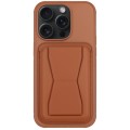 For iPhone 12 Pro Max Leather Card Holder TPU Phone Case(Brown)