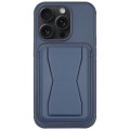 For iPhone 12 Pro Max Leather Card Holder TPU Phone Case(Navy Blue)