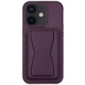 For iPhone 12 Leather Card Holder TPU Phone Case(Dark Purple)