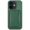 For iPhone 12 Leather Card Holder TPU Phone Case(Dark Green)