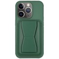 For iPhone 11 Pro Leather Card Holder TPU Phone Case(Dark Green)
