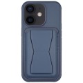 For iPhone 11 Leather Card Holder TPU Phone Case(Navy Blue)