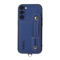 For Samsung Galaxy S23+ 5G ABEEL Carbon Fiber RFID Card Holder Phone Case(Blue)