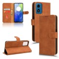 For Motorola Moto G04 / G24 Skin Feel Magnetic Flip Leather Phone Case(Brown)