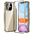 For iPhone 11 Magnetic Double-buckle HD Tempered Glass Phone Case(Gold)