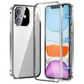 For iPhone 11 Magnetic Double-buckle HD Tempered Glass Phone Case(Silver)