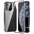 For iPhone 11 Pro Magnetic Double-buckle HD Tempered Glass Phone Case(Black)