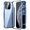 For iPhone 11 Pro Magnetic Double-buckle HD Tempered Glass Phone Case(Blue)