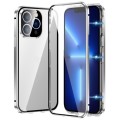 For iPhone 13 Pro Magnetic Double-buckle HD Tempered Glass Phone Case(Silver)