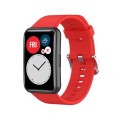 For Huawei Watch Fit Special Edition Silicone Silver Steel Buckle Watch Band(Red)