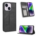 For iPhone 15 Plus Magnetic Buckle Retro Texture Leather Phone Case(Black)