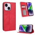 For iPhone 15 Magnetic Buckle Retro Texture Leather Phone Case(Red)