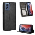 For Motorola Moto G Play 4G 2024 Magnetic Buckle Retro Texture Leather Phone Case(Black)