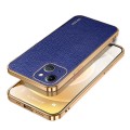 For iPhone 15 SULADA TPU + Litchi Texture Leather Phone Case(Blue)