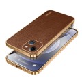For iPhone 15 SULADA TPU + Litchi Texture Leather Phone Case(Brown)