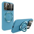 For iPhone 15 Pro Max Large Window MagSafe Magnetic Holder Phone Case(Sky Blue)
