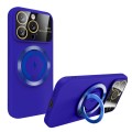For iPhone 15 Pro Max Large Window MagSafe Magnetic Holder Phone Case(Klein Blue)
