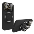 For iPhone 15 Pro Large Window MagSafe Magnetic Holder Phone Case(Black)