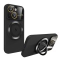 For iPhone 14 Large Window MagSafe Magnetic Holder Phone Case(Black)