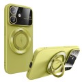 For iPhone 12 Large Window MagSafe Magnetic Holder Phone Case(Avocado Green)