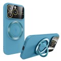 For iPhone 11 Pro Max Large Window MagSafe Magnetic Holder Phone Case(Sky Blue)