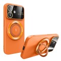 For iPhone 11 Large Window MagSafe Magnetic Holder Phone Case(Orange)