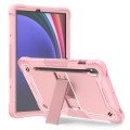 For Samsung Galaxy Tab S9 Shockproof Silicone Hybrid PC Tablet Case with Holder(Rose Gold)