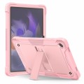 For Samsung Galaxy Tab A9+ Shockproof Silicone Hybrid PC Tablet Case with Holder(Rose Gold)