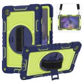 For Samsung Galaxy Tab A9+ 360 Degree Rotation PC Contrast Silicone Tablet Case(Navy Blue + Yellow G