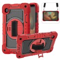 For Samsung Galaxy Tab A9 360 Degree Rotation PC Contrast Silicone Tablet Case(Red + Black)