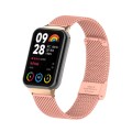 For Xiaomi Mi Band 8 Pro 18mm Steel Mesh Buckle Metal Watch Band(Bright Pink)