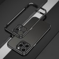 For iPhone 15 Pro Max Aurora Series Lens Protector + Metal Frame Phone Case(Black Silver)