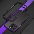 For iPhone 15 Pro Max Aurora Series Lens Protector + Metal Frame Phone Case(Black Purple)