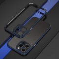 For iPhone 15 Pro Max Aurora Series Lens Protector + Metal Frame Phone Case(Black Blue)