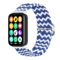 For Xiaomi Mi Band 8 Pro 18mm Buckle Nylon Braided Watch Band(Wave Pattern Blue White)