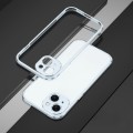 For iPhone 15 Plus Aurora Series Lens Protector + Metal Frame Phone Case(Blue Silver)