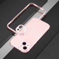 For iPhone 15 Plus Aurora Series Lens Protector + Metal Frame Phone Case(Pink Silver)