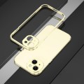 For iPhone 15 Plus Aurora Series Lens Protector + Metal Frame Phone Case(Gold Silver)