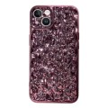 For iPhone 14 Electroplated 3D Stone Texture TPU Phone Case(Rose Gold)