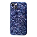 For iPhone 14 Electroplated 3D Stone Texture TPU Phone Case(Blue)