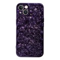 For iPhone 14 Electroplated 3D Stone Texture TPU Phone Case(Dark Purple)