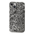 For iPhone 14 Electroplated 3D Stone Texture TPU Phone Case(Silver)